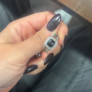 David Yurman Silver Ring with Black Stone